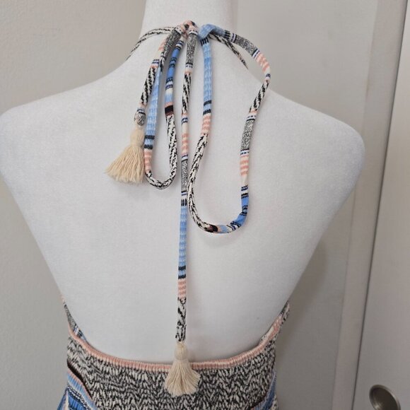 Venus Tassel Halter Jumpsuit Striped Blues Pink Size Small - Picture 9 of 14